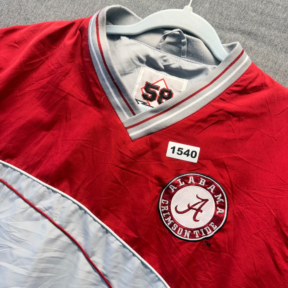 Alabama Crimson Tide 58 Sports Pullover Windbreaker Jacket Red Grey Mens Medium